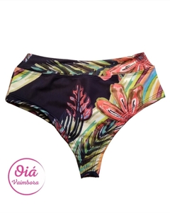 Bombacha bikini negra estampa papaya - comprar online