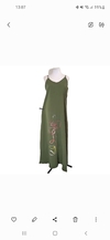 Vestido Pollock abstracto, verde musgo M/L