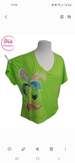 Remera Rita palmera, verde lima L/XL