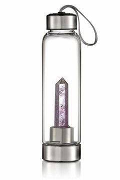 Garrafa De Água Com Cristal Quartzo Rosa Para Elixir