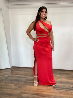 VESTIDO RECORTES rojo