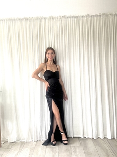 VESTIDO FRUNCE SATEN negro - Atrápame si puedes