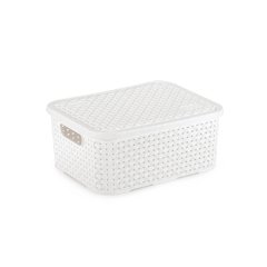 Caixa Organizador Rattan Pequeno Com Tampa Branco cod. 062/br