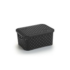 Caixa Organizador Rattan PP Com Tampa Preto cod. 065/pt