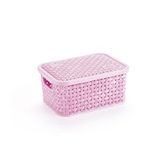 Caixa Organizador Rattan PP Com Tampa Baby rosa cod. 065/b-rs