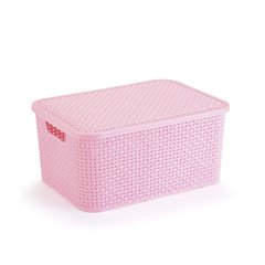 Caixa Organizador Rattan Medio Com Tampa Baby rosa cod. 068/b-rs