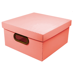 Caixa organizadora linho Tam M Living Coral 29cm comp x 29cm larg x 15cm alt cod 2205.CL