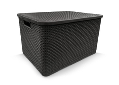 Caixa Organizador Rattan c/ Tampa Preto cod. 069/PT