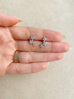 Mini ear cuff estrelas prata 925 com zirconias 