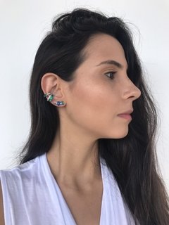 Ear cuff gotas azul, turmalina e bege - comprar online