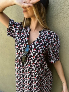 Vestido de fibrana estampada corto