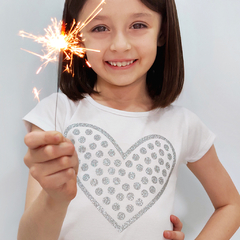 remera niña blanca corazón glitter plata navidad año nuevo