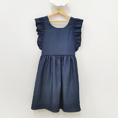 vestido jumper de jean algodón denim volados solera 