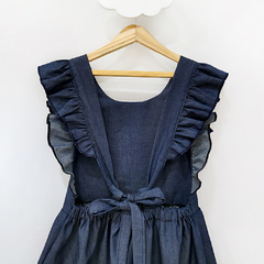 vestido jumper de jean algodón denim volados solera 