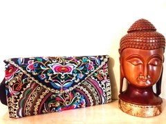 Carteira Indiana clutch bohochic preta