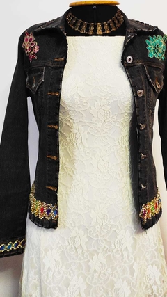 Jaqueta jeans Boho com apliques na internet