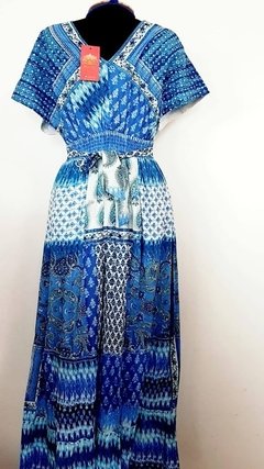 Vestido Indiano Bohochic azul longo - loja online