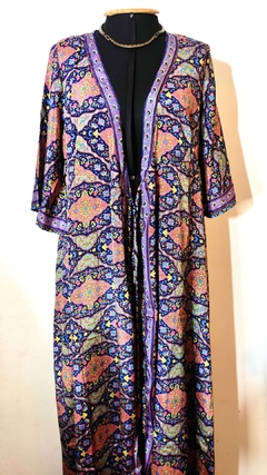 kimono longo em seda indiana