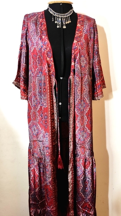 kimono longo em seda indiana