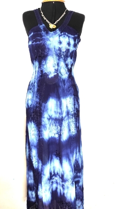 vestido indiano longo tiedye azul edição especial