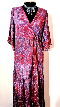 vestido/ kimono em seda indiana vermelho - comprar online