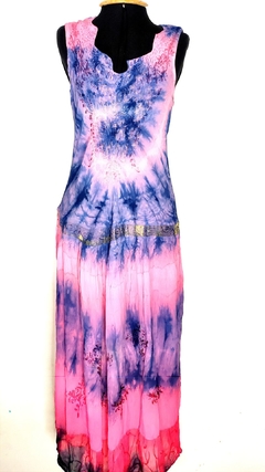 vestido indiano longo tiedye rosa edição especial