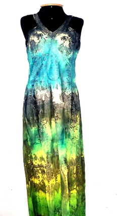 vestido indiano longo tiedye verde edição especial