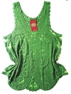 Blusa de renda transparente verde