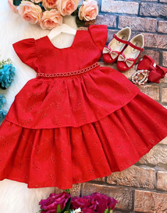 Vestido Vermelho Bebê em Laise na internet