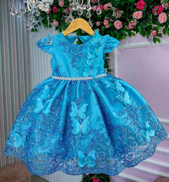 Vestido Infantil Jardim Encantado Realeza Azul Tiffany