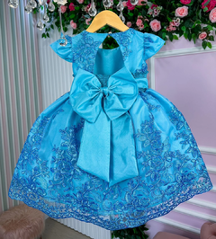 Vestido Infantil Jardim Encantado Realeza Azul Tiffany - comprar online