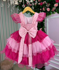 Vestido Barbie Pink Infantil Babados na internet
