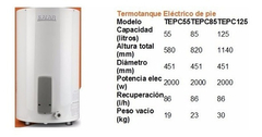 TERMOTANQUE SAIAR ELECTRICO 85 LTS TEPC085ESARIK2 DE PIE en internet