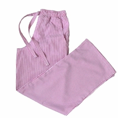 Calça Listrada Rosa em Tricoline - Menina&Moça