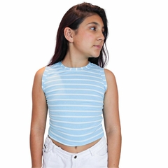 Regata Cropped Listrada Azul - comprar online