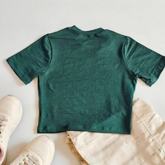 Blusa Cropped Coração Verde - comprar online