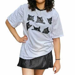 Camiseta Urso ou Gato Branca Malha Para Meninas