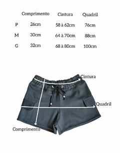 short cargo cinza moletom flanelado - Menina&Moça