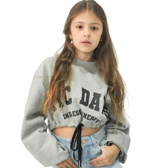 blusa cropped moleton flanelado nyc cinza