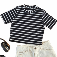 Babylook Cropped Listrada Preta