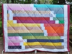 Colcha em patchwork artesanal - Jelly Roll Race PRETO-CINZA-BRANCO - sob encomenda