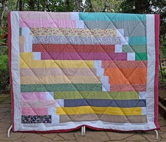 Colcha em patchwork artesanal - Jelly Roll Race PRETO-CINZA-BRANCO - sob encomenda - comprar online