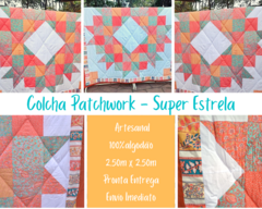 Imagem do Colcha em patchwork artesanal - Estrela Dourada