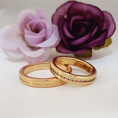 Par Aliança de Casamento Ouro 18k - Zirconias - comprar online