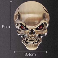 Adesivo Caveira Crânio Carro Moto 3d Metal Top Linha Bronze
