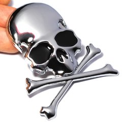 Emblema Adesivo Caveira Grande Skull 3d Carro Moto Metal