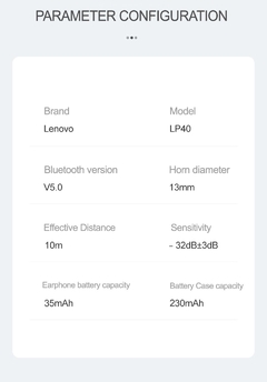 Imagem do Novo original lenovo lp40 tws fone de ouvido sem fio bluetooth 5.0 dupla estéreo redução ruído baixo controle toque longa espera 230mah