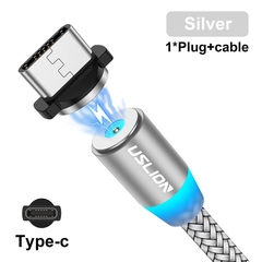 Uslion cabo usb magnético para iphone 12 11 xiaomi samsung tipo c cabo led carregamento rápido carga de dados micro cabo cabo usb fio - comprar online