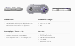 8bitdo sn30 2.4g gamepad sem fio para snes/sfc originais (sn/sf/edição transparente)-super nes