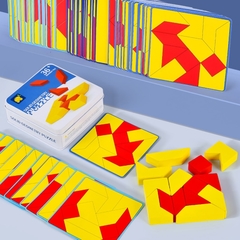 Quebra-cabeças infantil blocos de expressão madeira, montessori educativo, mudança de face, combinação com pensamento, jogos de lógica, geométrico - comprar online